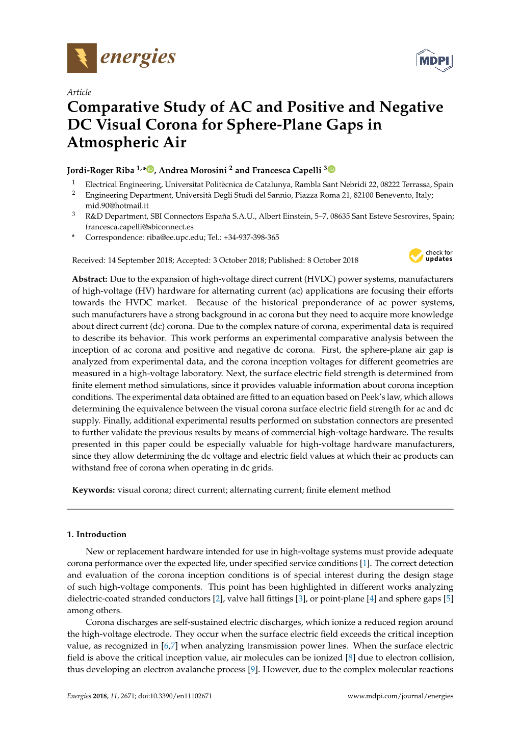 Comparative Study of AC and Positive and Negative DC Visual Corona for Sphere-Plane Gaps in Atmospheric Air