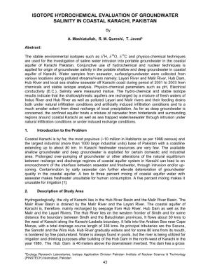 Isotope Hydrochemical Evaluation of Groundwater Salinity in Coastal Karachi, Pakistan