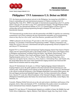 Philippines' TV5 Announces U.S. Debut on DISH