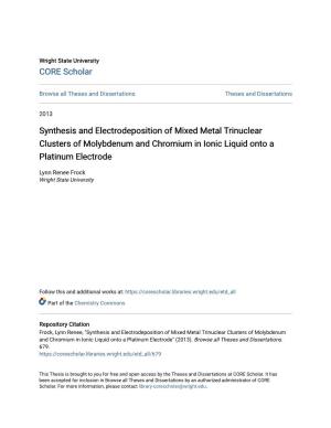 Synthesis and Electrodeposition of Mixed Metal Trinuclear Clusters of Molybdenum and Chromium in Ionic Liquid Onto a Platinum Electrode