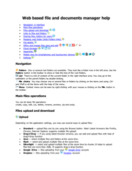 Web Based File and Documents Manager Help