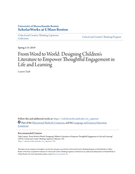 From Word to World: Designing Children's Literature to Empower