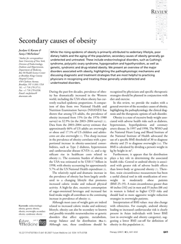 Secondary Causes of Obesity