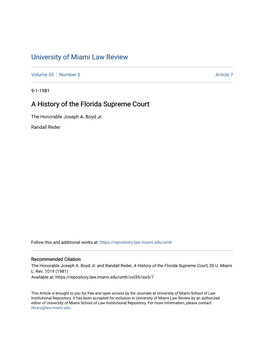 A History of the Florida Supreme Court