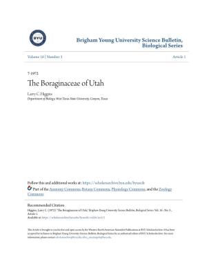 The Boraginaceae of Utah Larry C