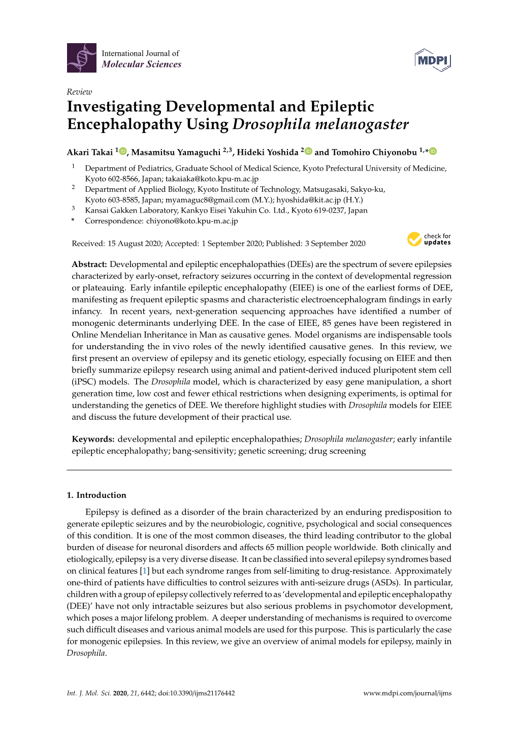 Investigating Developmental and Epileptic Encephalopathy Using Drosophila Melanogaster