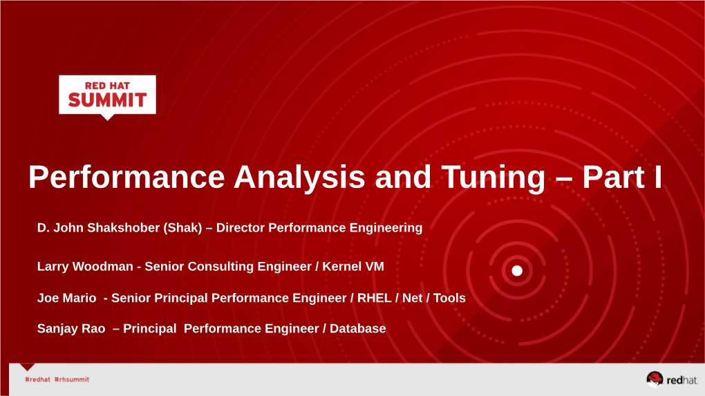 Performance Analysis and Tuning – Part I