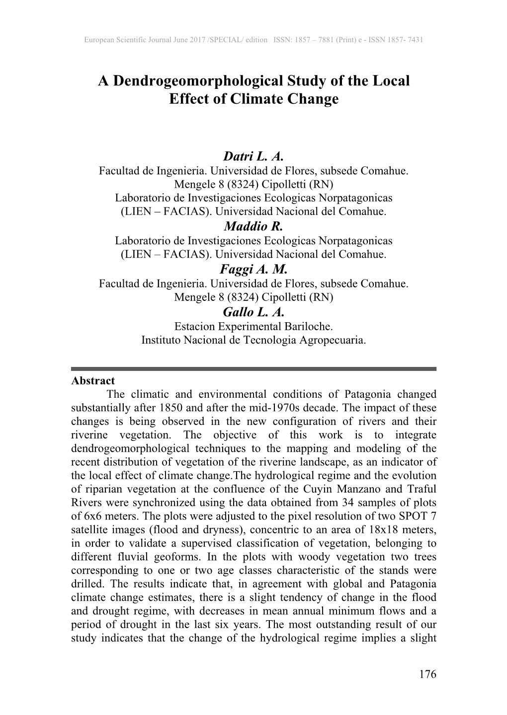 A Dendrogeomorphological Study of the Local Effect of Climate Change