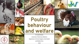 Poultry Behaviour and Welfare Dr