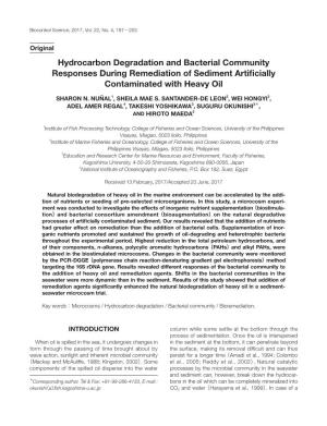 Hydrocarbon Degradation and Bacterial Community Responses During Remediation of Sediment Artiﬁcially Contaminated with Heavy Oil