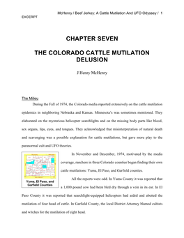 Chapter Seven the Colorado Cattle Mutilation Delusion