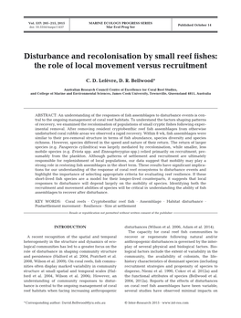 Disturbance and Recolonisation by Small Reef Fishes: the Role of Local Movement Versus Recruitment