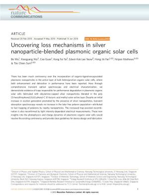 Uncovering Loss Mechanisms in Silver Nanoparticle-Blended Plasmonic Organic Solar Cells