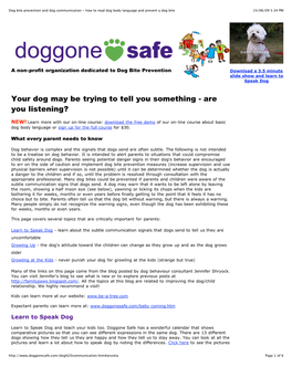 Dog Bite Prevention and Dog Communication - How to Read Dog Body Language and Prevent a Dog Bite 24/06/09 5:34 PM