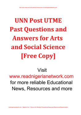 UNN Post UTME Past Questions and Answers for Arts and Social Science