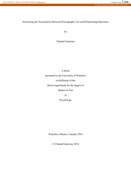 Examining the Associations Between Pornography Use and Relationship Outcomes