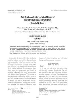 Calcification of Intervertebral Discs of the Cervical Spine in Children - Report of 2 Cases