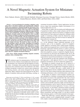 A Novel Magnetic Actuation System for Miniature Swimming Robots