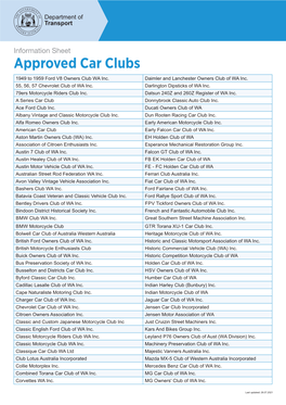 Approved Car Clubs 1949 to 1959 Ford V8 Owners Club WA Inc