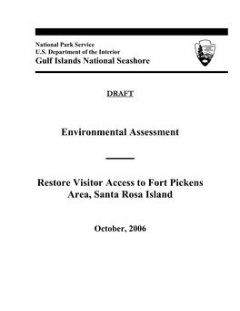 Environmental Assessment Restore Visitor Access to Fort Pickens Area