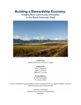 Building a Stewardship Economy: Insights from Community Innovation in the Rural American West