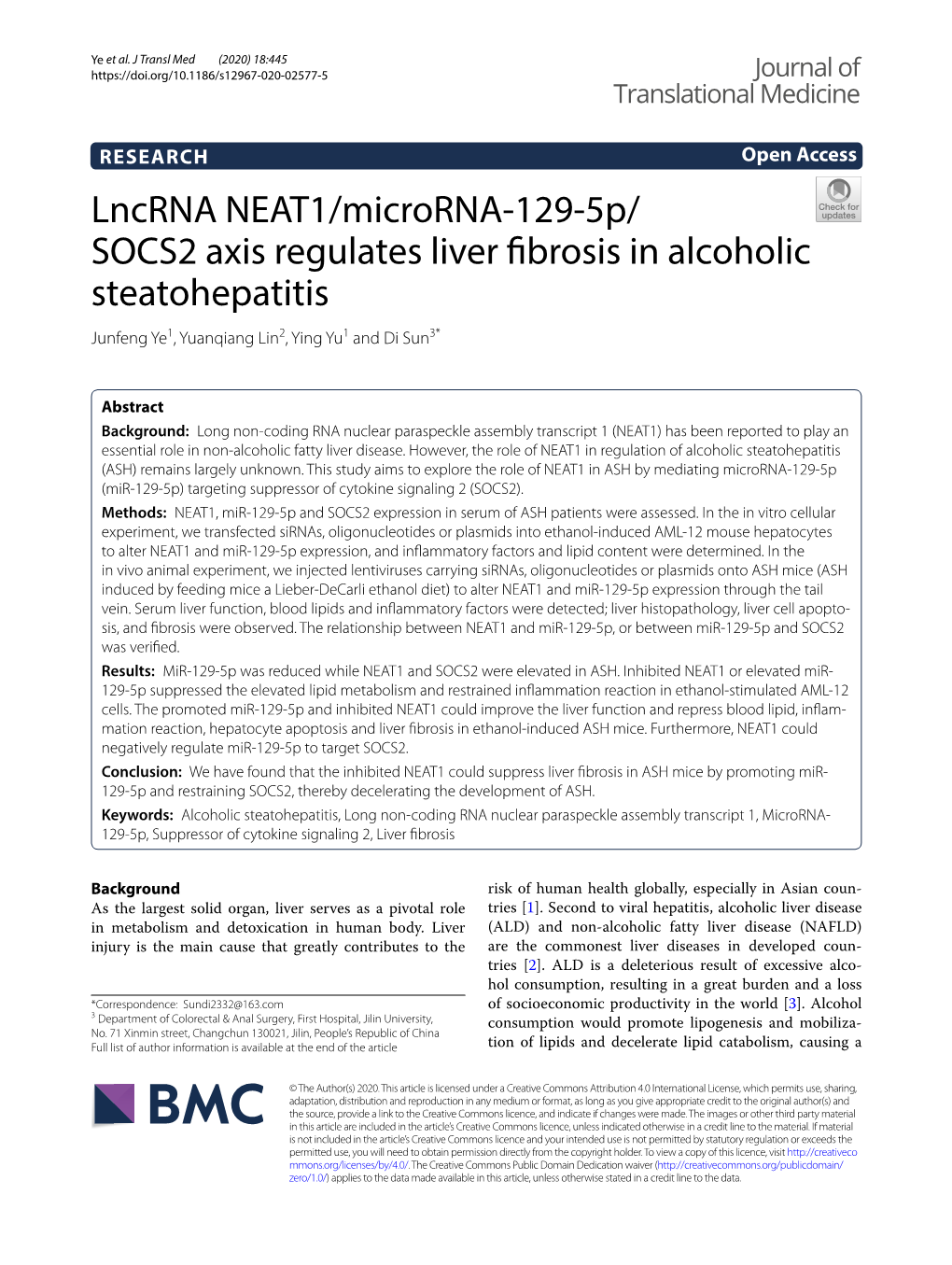 Lncrna NEAT1/Microrna-129-5P/SOCS2