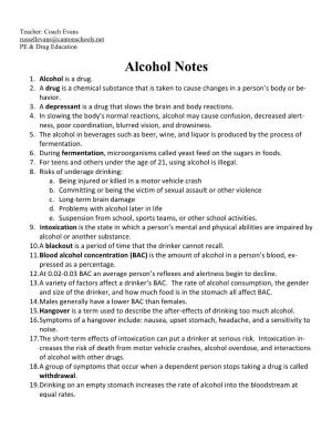 Alcohol Notes 1