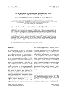 The Herpetofauna of the Hydrographical Basin of the Moca Stream from Valea Lui Mihai Town, Bihor County, Romania