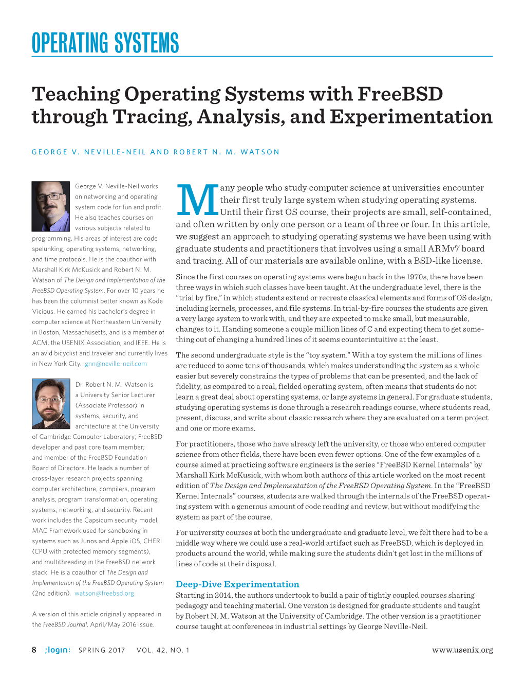 Teaching Operating Systems with Freebsd Through Tracing, Analysis, and Experimentation
