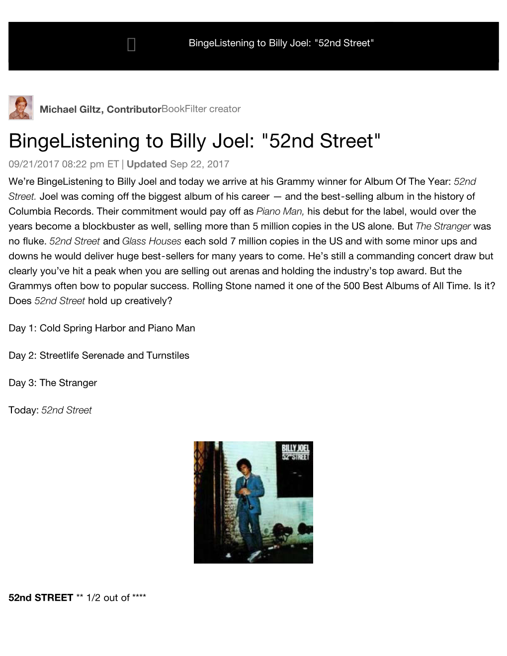 Bingelistening to Billy Joel: 