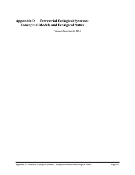 Appendix D Terrestrial Ecological Systems: Conceptual Models and Ecological Status