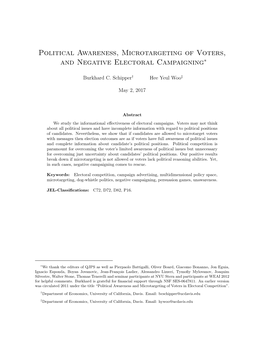 Political Awareness, Microtargeting of Voters, and Negative Electoral Campaigning∗