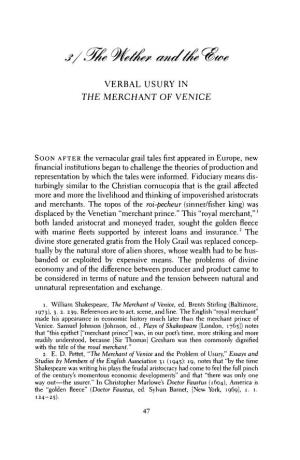 Verbal Usury in the Merchant of Venice
