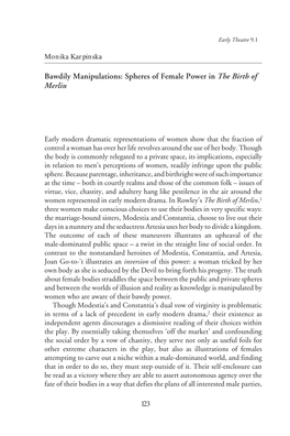 Bawdily Manipulations: Spheres of Female Power in the Birth of Merlin