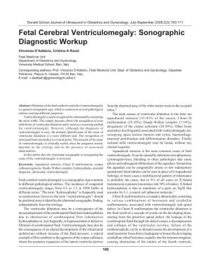 Fetal Cerebral Ventriculomegaly: Sonographic Diagnostic Workup