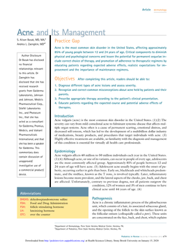Acne and Its Management S