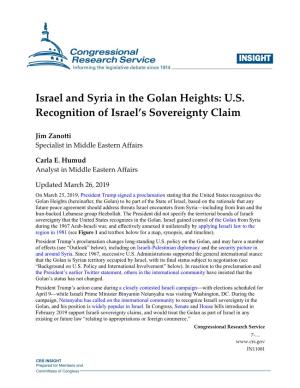 Israel and Syria in the Golan Heights: U.S