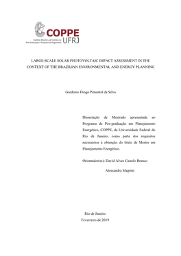 Large-Scale Solar Photovoltaic Impact Assessment in the Context of the Brazilian Environmental and Energy Planning