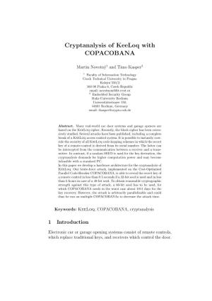 Cryptanalysis of Keeloq with COPACOBANA