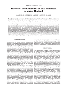 Surveys of Nocturnal Birds at Bala Rainforest, Southern Thailand