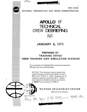 Apollo 17 Technical Crew Debriefing