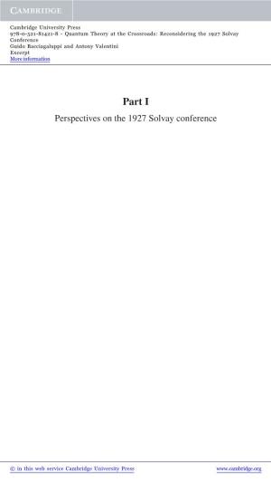 Part I Perspectives on the 1927 Solvay Conference