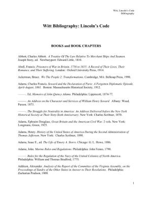 Witt Bibliography: Lincoln's Code