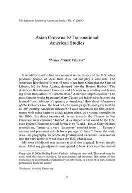 Asian Crossroads/Transnational American Studies