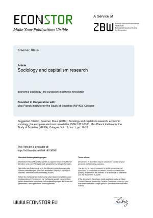 Sociology and Capitalism Research