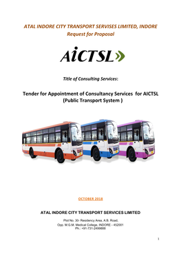 ATAL INDORE CITY TRANSPORT SERVISES LIMITED, INDORE Request for Proposal