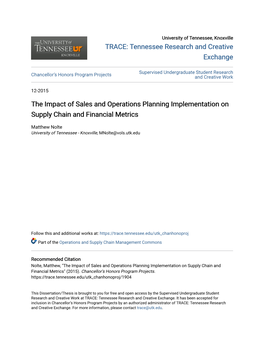The Impact of Sales and Operations Planning Implementation on Supply Chain and Financial Metrics