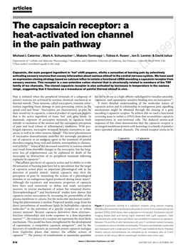 The Capsaicin Receptor: a Heat-Activated Ion Channel in the Pain Pathway