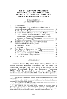 The 2014 European Parliament Elections and the Transatlantic Trade and Investment Partnership: Economics and Politics Collide