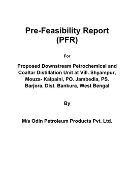Pre-Feasibility Report (PFR)